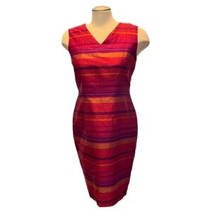 Jillian Jones 100% Silk Sheath Dress in Vibrant Stripes
